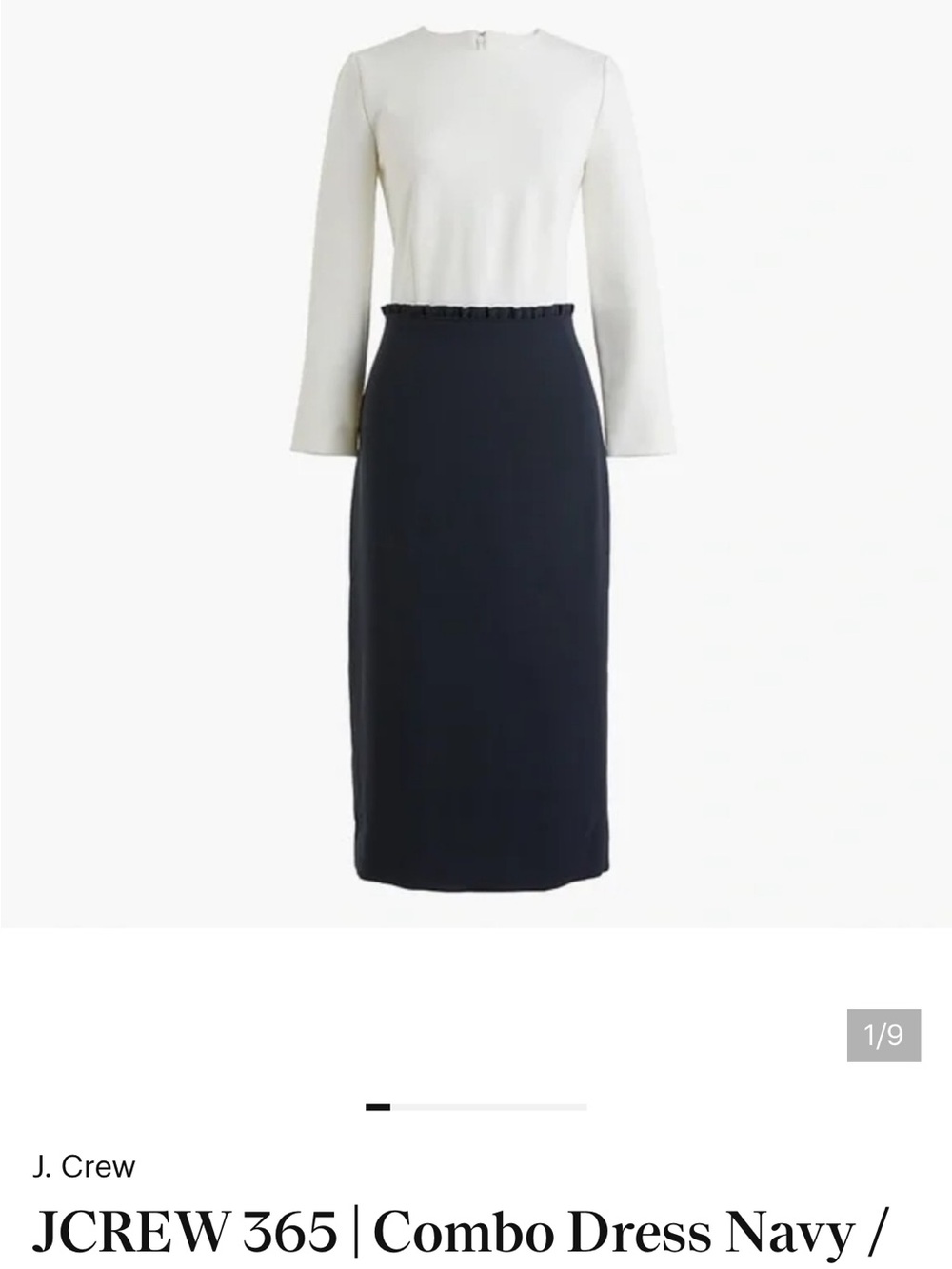 J. Crew Navy Pencil Skirt Dress with Ruffle Waist
